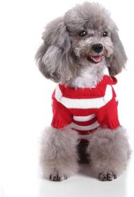 img 3 attached to Yunison Christmas Dog Cat Striped Sweater with Hoodie - Xmas Winter Pet Clothes Outfits