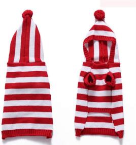 img 1 attached to Yunison Christmas Dog Cat Striped Sweater with Hoodie - Xmas Winter Pet Clothes Outfits