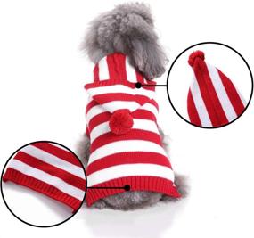 img 2 attached to Yunison Christmas Dog Cat Striped Sweater with Hoodie - Xmas Winter Pet Clothes Outfits