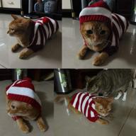 yunison christmas dog cat striped sweater with hoodie - xmas winter pet clothes outfits логотип