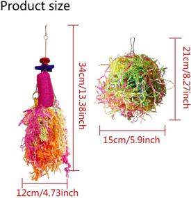 img 3 attached to 🐔 Vehomy Chicken Toys: Natural Colorful Loofah Shredder Toys for Hen - Handmade Bird Chewing and Foraging Toys - Hanging Toys for Medium Parrots (2pcs)