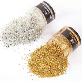 img 2 attached to 🔥 LET'S RESIN Crushed Broken Glass: 2PCS Chunky Glitter- Silver & Gold Metallic Chips for Resin Crafts, Nail Art, Painting, Geode (200g)