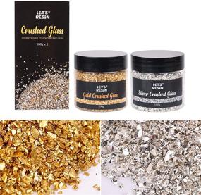 img 4 attached to 🔥 LET'S RESIN Crushed Broken Glass: 2PCS Chunky Glitter- Silver & Gold Metallic Chips for Resin Crafts, Nail Art, Painting, Geode (200g)