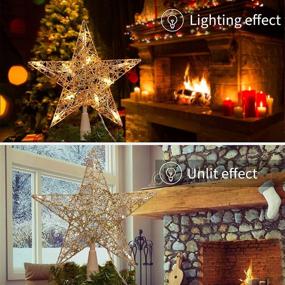 img 2 attached to 🎄 Metal Hollow Designed 3D Twined Star Christmas Tree Topper with Built-in 10 Bulbs for Indoor Office Holiday Decorations