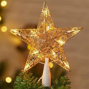 img 4 attached to 🎄 Metal Hollow Designed 3D Twined Star Christmas Tree Topper with Built-in 10 Bulbs for Indoor Office Holiday Decorations