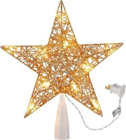 img 3 attached to 🎄 Metal Hollow Designed 3D Twined Star Christmas Tree Topper with Built-in 10 Bulbs for Indoor Office Holiday Decorations