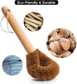 img 3 attached to 🌱 Eco-Friendly Dish Brush with Handle - Pot & Dish Scrubber for Efficient Dishwashing - Coconut Fiber Bristles with Wooden Handle - Ideal Pan Scrubbing Brush
