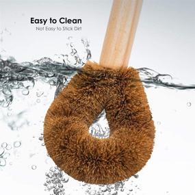 img 1 attached to 🌱 Eco-Friendly Dish Brush with Handle - Pot & Dish Scrubber for Efficient Dishwashing - Coconut Fiber Bristles with Wooden Handle - Ideal Pan Scrubbing Brush