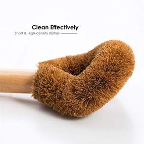 img 2 attached to 🌱 Eco-Friendly Dish Brush with Handle - Pot & Dish Scrubber for Efficient Dishwashing - Coconut Fiber Bristles with Wooden Handle - Ideal Pan Scrubbing Brush