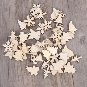 img 1 attached to 🎅 50-Pack of BESTOYARD Unfinished Wood Cutouts: Christmas Tree, Snowman, Snowflake, Star Wooden Xmas Gift Tags