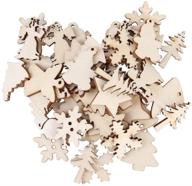 🎅 50-pack of bestoyard unfinished wood cutouts: christmas tree, snowman, snowflake, star wooden xmas gift tags logo