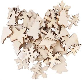 img 4 attached to 🎅 50-Pack of BESTOYARD Unfinished Wood Cutouts: Christmas Tree, Snowman, Snowflake, Star Wooden Xmas Gift Tags