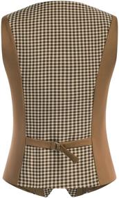 img 3 attached to Brown Plaid Waistcoat Womens Outerwear