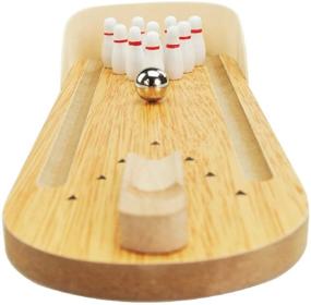 img 1 attached to 3 Otters Mini Wooden Tabletop Bowling Game Set - Desktop Bowling Alley, Home Bowling, Desk Toys - Ideal Stocking Stuffers