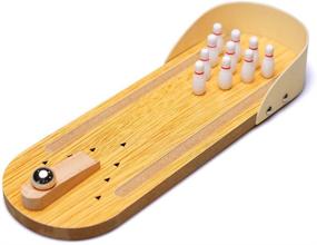 img 4 attached to 3 Otters Mini Wooden Tabletop Bowling Game Set - Desktop Bowling Alley, Home Bowling, Desk Toys - Ideal Stocking Stuffers