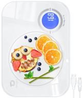 🔌 trudin food kitchen scale - usb charging, max.22lb/10kg, 1g/0.05oz accuracy, 6 units, large backlit lcd, waterproof easy-clean tempered glass (white) логотип