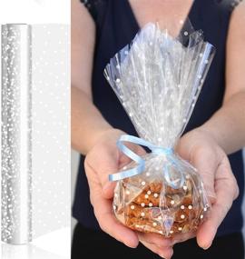 img 3 attached to 🎁 HFHSY (118 ft x 34 in) Clear Cellophane Wrap Roll with White Dots – 3 Mil Thickness – Ideal for Gift Wrapping, Baskets, Flowers