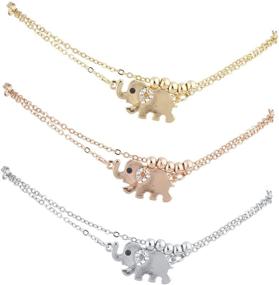 img 2 attached to 🐘 Adorn Your Ankles with Lux Accessories Animal Elephants Anklet Set (3PC) for an Exquisite Look!