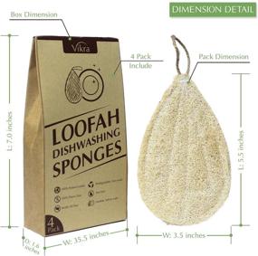 img 3 attached to 🌿 Vikra Vietnamese Loofah Dishwashing Sponges (4 Pack) - 100% Natural, Biodegradable, Eco Friendly, Reusable, Non-Scratch Scouring Pads for Effective Kitchen Cleaning