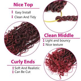 img 2 attached to 👑 14-inch Goddess Box Braids Crochet Hair Extensions – Curly Ends, 3X Bohemian Style Synthetic Hair (16 strands/pack) - Pack of 7 - TBUG