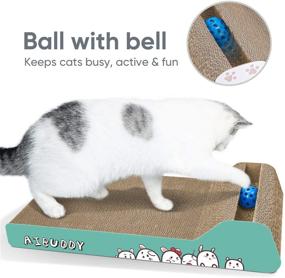 img 3 attached to 🐾 Aibuddy Cat Scratcher: Reversible Cardboard Lounge Bed with Ball Toy Catnip - Superior Quality & Construction [45x24x8.5 cm]