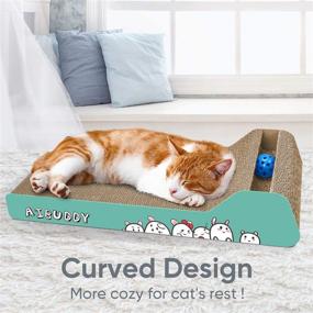 img 1 attached to 🐾 Aibuddy Cat Scratcher: Reversible Cardboard Lounge Bed with Ball Toy Catnip - Superior Quality & Construction [45x24x8.5 cm]