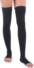 img 4 attached to 🧦 Jomi Compression Thigh High Collection: Premiere Open Toe 20-30mmHg, Size Medium, Black