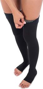 img 2 attached to 🧦 Jomi Compression Thigh High Collection: Premiere Open Toe 20-30mmHg, Size Medium, Black