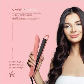 img 1 attached to Professional Hair Straightener Flat Iron Pro with Tourmaline Ceramic Panel, Adjustable Temperature 310℉-450℉ for Hair Styling - Pink Martini