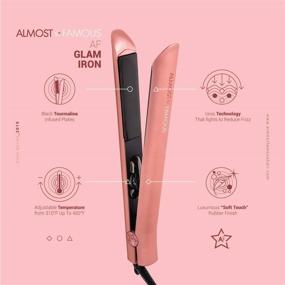 img 4 attached to Professional Hair Straightener Flat Iron Pro with Tourmaline Ceramic Panel, Adjustable Temperature 310℉-450℉ for Hair Styling - Pink Martini