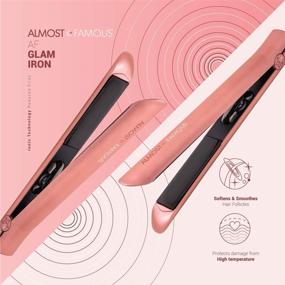 img 2 attached to Professional Hair Straightener Flat Iron Pro with Tourmaline Ceramic Panel, Adjustable Temperature 310℉-450℉ for Hair Styling - Pink Martini