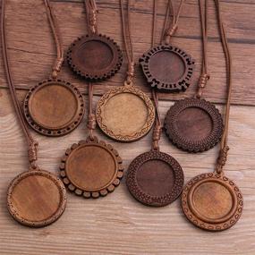 img 1 attached to 📿 ToBeIT Round Wooden Bezel Pendant Trays with Glass Cabochon Clear Dome - Ideal for Crafting DIY Photo Jewelry Making