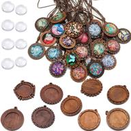 📿 tobeit round wooden bezel pendant trays with glass cabochon clear dome - ideal for crafting diy photo jewelry making logo