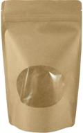 small (5 1/8"w x 8 1/8"h) natural kraft stand-up zip pouch with window - 50 pack logo