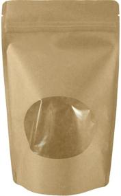 img 4 attached to Small (5 1/8"W x 8 1/8"H) Natural Kraft Stand-up Zip Pouch with Window - 50 Pack