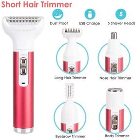img 3 attached to 🪒 Nasjac Electric Razor for Women: 5 in 1 Bikini Trimmer and Shaver with Painless Hair Removal for Body, Face, and Intimate Areas - Dry & Wet, Cordless, USB Rechargeable