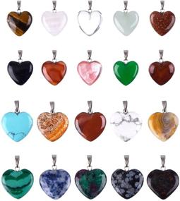 img 3 attached to 💎 Heart Shaped Stone Pendants: 20 Chakra Beads for DIY Crystal Jewelry, Assorted Colors, 2 Sizes!
