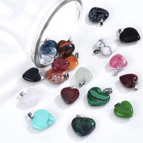 img 2 attached to 💎 Heart Shaped Stone Pendants: 20 Chakra Beads for DIY Crystal Jewelry, Assorted Colors, 2 Sizes!