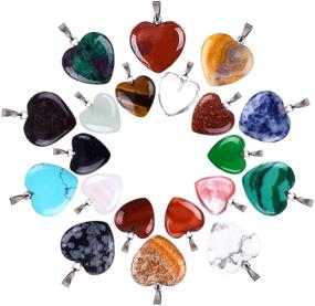 img 4 attached to 💎 Heart Shaped Stone Pendants: 20 Chakra Beads for DIY Crystal Jewelry, Assorted Colors, 2 Sizes!