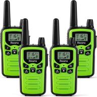 📻 ultimate walkie talkies for adult outdoor adventures - 4 pack long range frs radios with lcd display, led flashlight & vox scan - ideal for biking, hiking, camping (green) logo