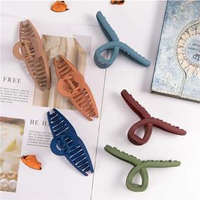 img 3 attached to Whaline Hair Claw Clip: 6 Color Hair Jaw Clamp Clips for Strong Hold & Styling Accessories for Women