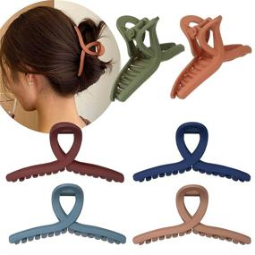 img 4 attached to Whaline Hair Claw Clip: 6 Color Hair Jaw Clamp Clips for Strong Hold & Styling Accessories for Women