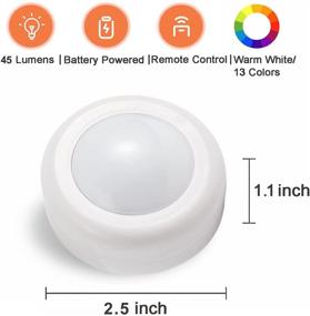 img 1 attached to 💡 Puck Lights with RGB Remote Control - Wireless Under Cabinet Lighting, Warm Light, Battery Operated - 6 Pack for Bedroom and Kitchen