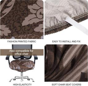 img 2 attached to 🪑 Stretch Printed Chair Seat Covers Set of 4 - Brown+Flower Print | Removable & Washable Upholstered Chair Seat Protectors for Dining Room, Kitchen & Office Chairs