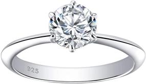 img 4 attached to 1 Carat Moissanite Engagement Wedding Band - Women's Rings, 925 Sterling Silver Round Solitaire, Sizes 4-13, Blongme