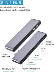 img 3 attached to Versatile 8-in-2 USB C Docking Station for MacBook Air & Pro 2020-2016 | 4K HDMI, VGA, USB 3.0, Power Delivery & More
