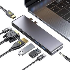 img 4 attached to Versatile 8-in-2 USB C Docking Station for MacBook Air & Pro 2020-2016 | 4K HDMI, VGA, USB 3.0, Power Delivery & More