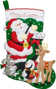img 1 attached to 🎅 Bucilla Felt Applique Stocking Kit Santa Choir Practice, 18" - The Perfect Christmas Stocking Kit to Showcase Santa's Choir