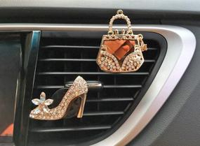 img 4 attached to 💎 Bling Crystal Shoes & Magic Bag Car Accessories: Sparkling Air Freshener & Vent Clips for Stylish Automotive Interiors