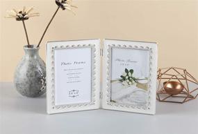 img 1 attached to 🖼️ L&T Hinged Double Picture Frame - Silver Metal with Ivory Enamel and Crystals - 3.5x5 Inch - Elegant Display Solution